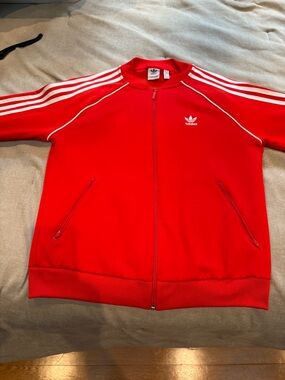 adidas  Women’s Red Track Jacket - 3-Stripes size medium